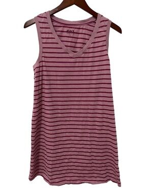 PACT Women’s Medium Pink Striped V-Neck Sleeveless Organic Cotton Dress